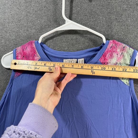 LOGO by Lori Goldstein Dress with Tie-Dye Hem Gemstone Blue Petite Small - Picture 5 of 11